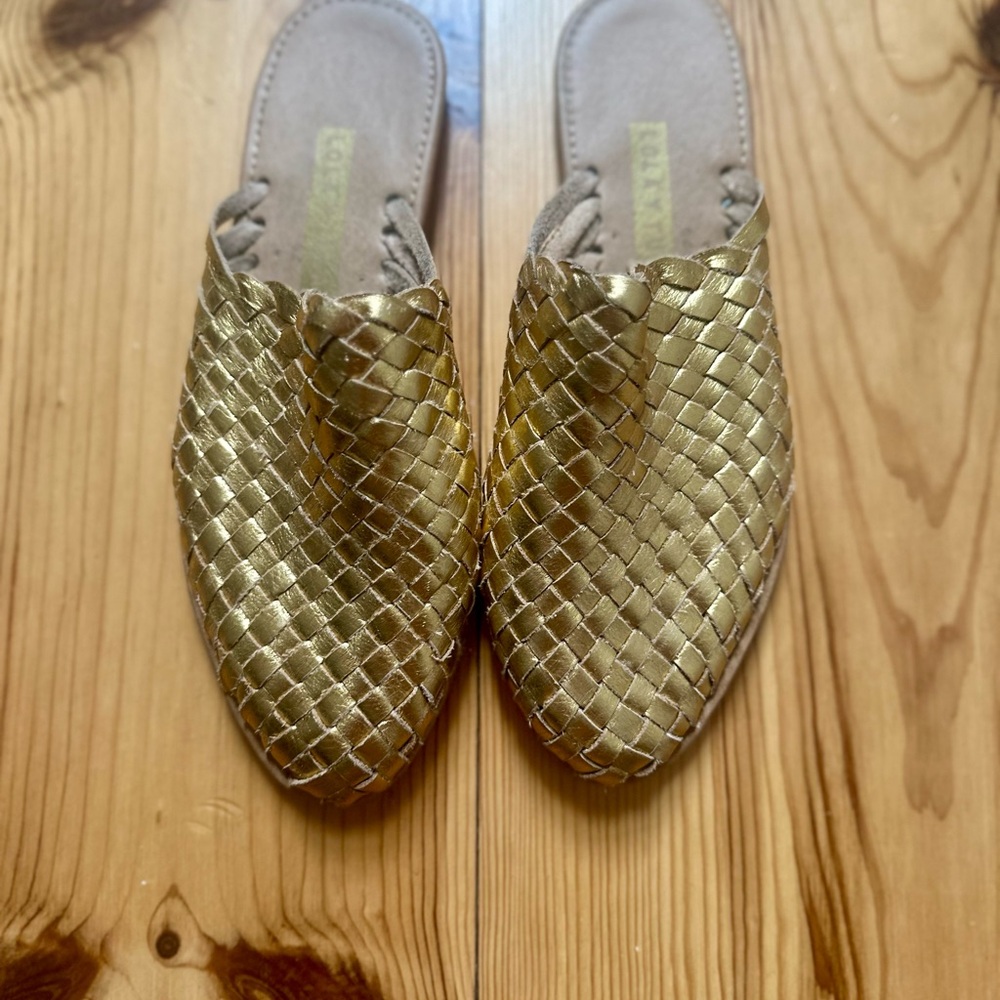 Gold Woven Women's Mules size 8.5